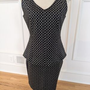 Ann Taylor Factory black and White Patterned Versatile Sleeveless skirt set